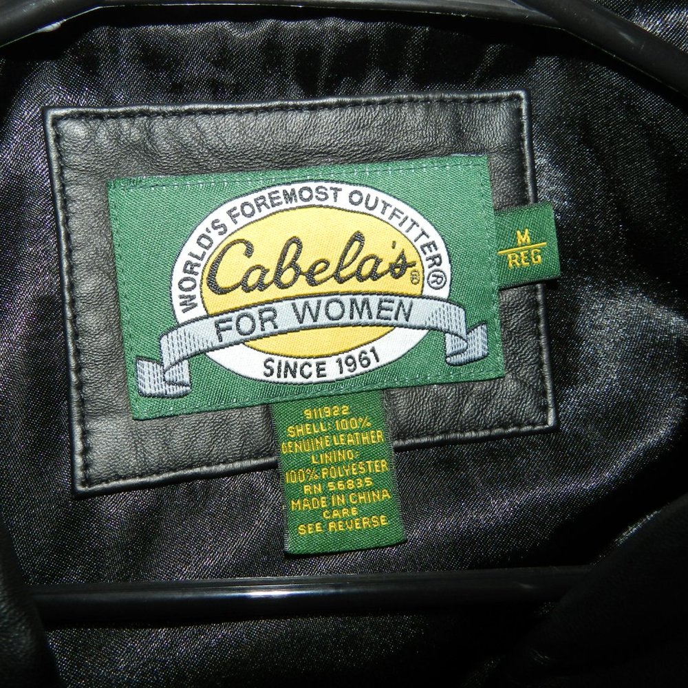 Cabelas Womens Black Genuine Leather Long Button Down Winter Coat Size Medium - Picture 8 of 8